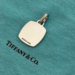 Authentic Tiffany & Co Cushion Tag Pendant w/ Clasp